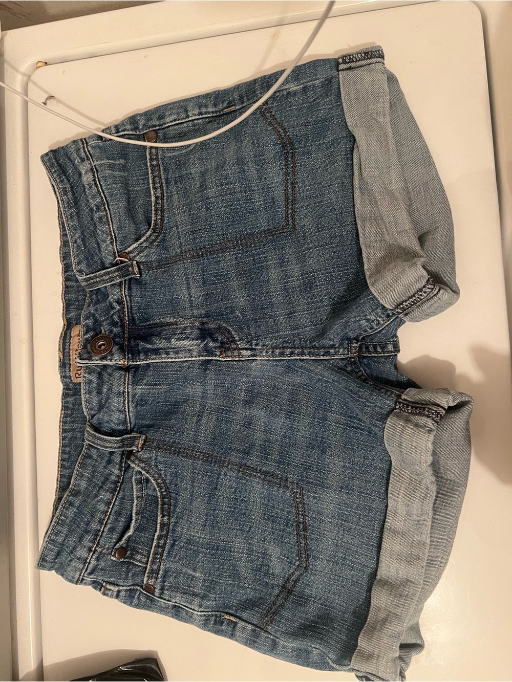 Ruff Hewn High-Rise Denim Shorts in Light Blue